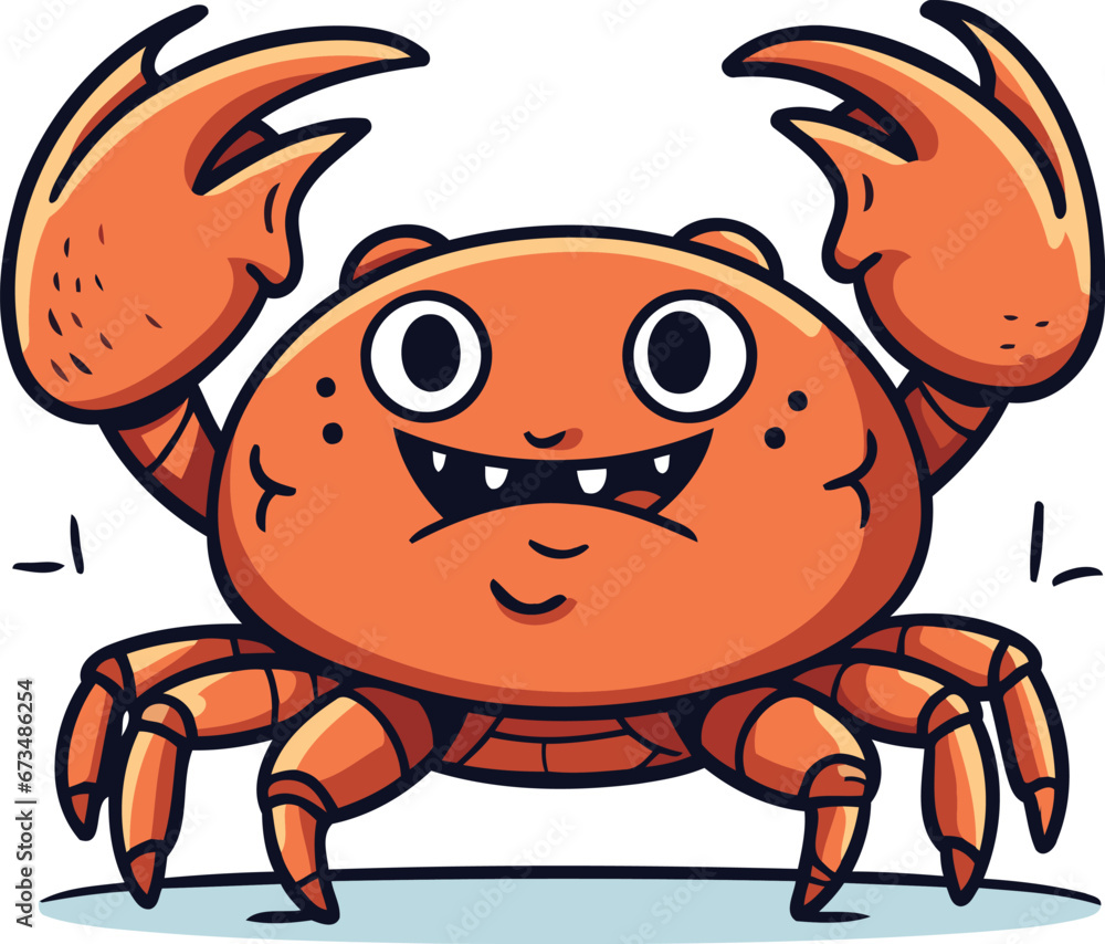 Naklejka premium Cute cartoon crab character. Vector illustration of a funny crab.