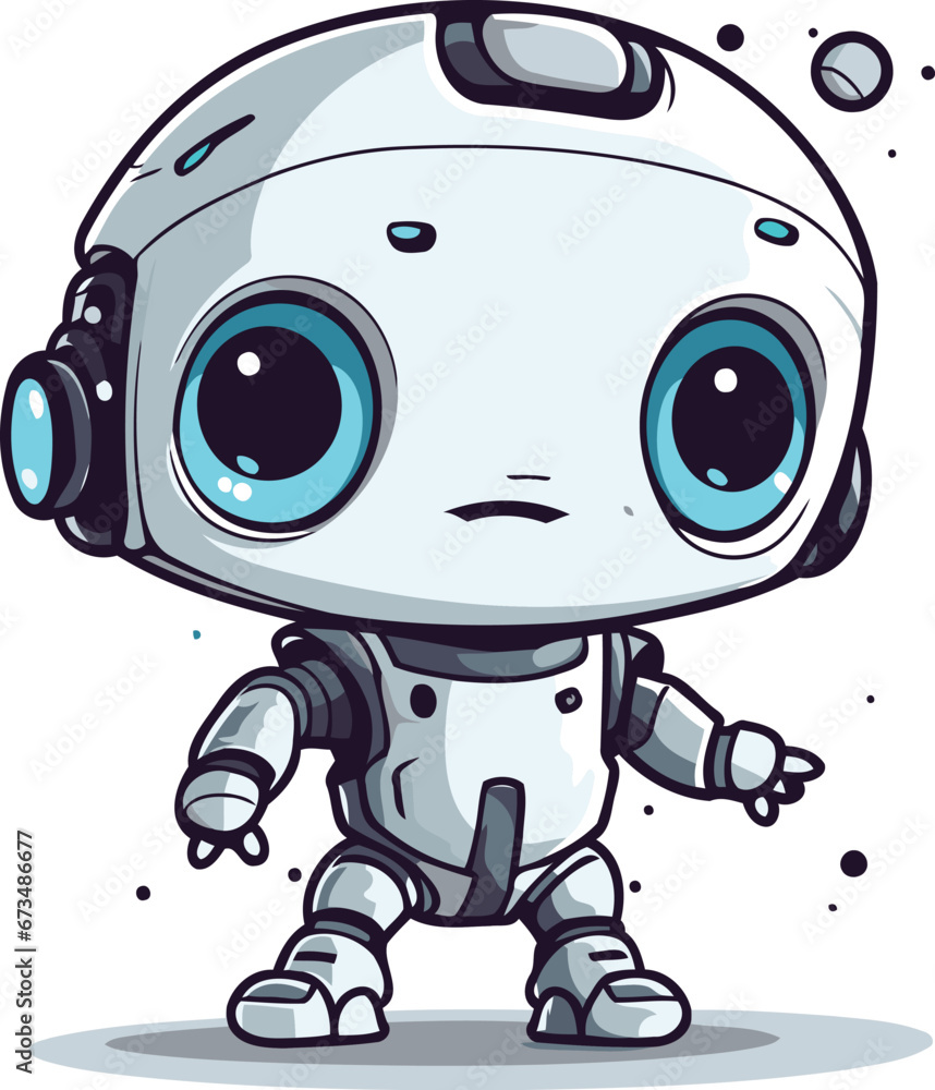 Cute cartoon robot. Vector illustration of a cute little robot. Cute cartoon robot. Vector illustration of a cute little robot.
