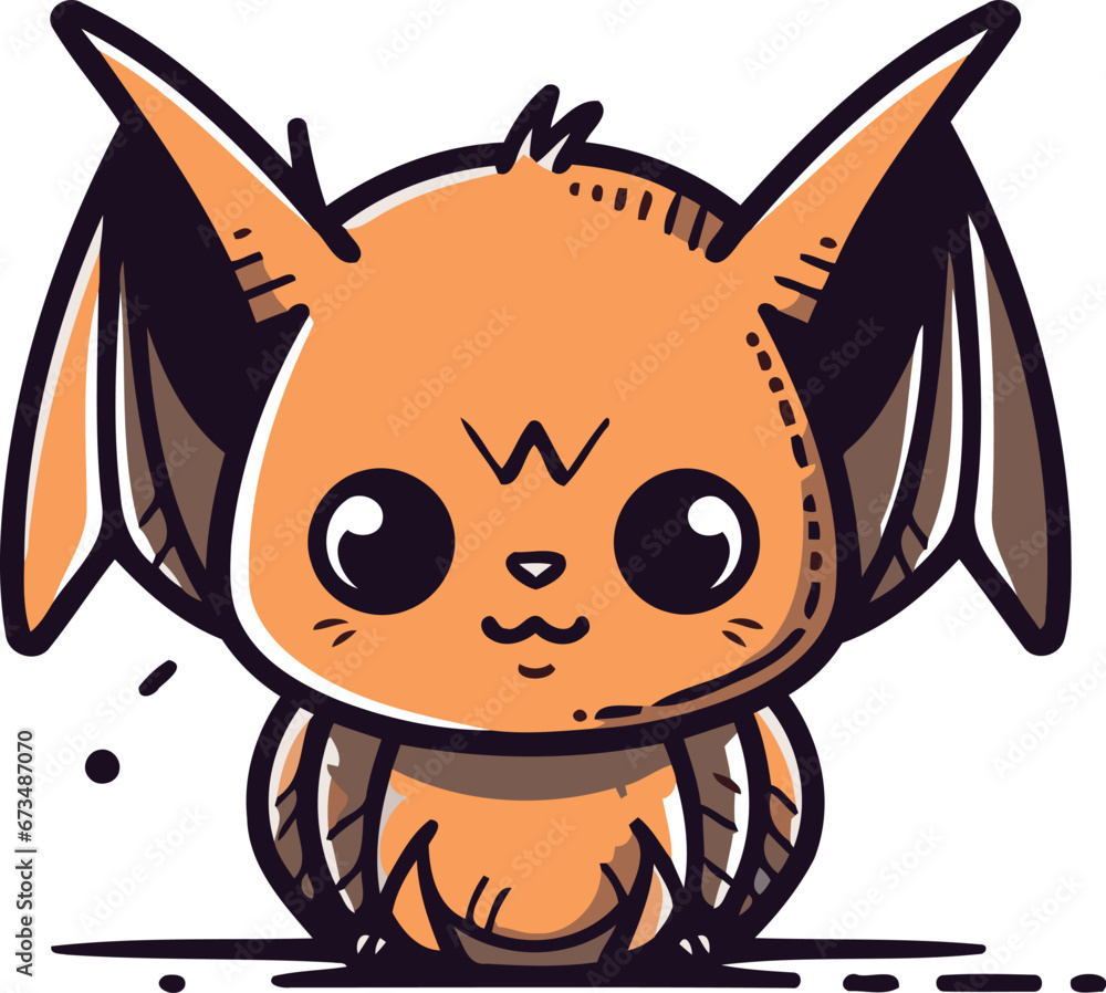 Fototapeta premium Cute cartoon bat isolated on a white background. Vector illustration.