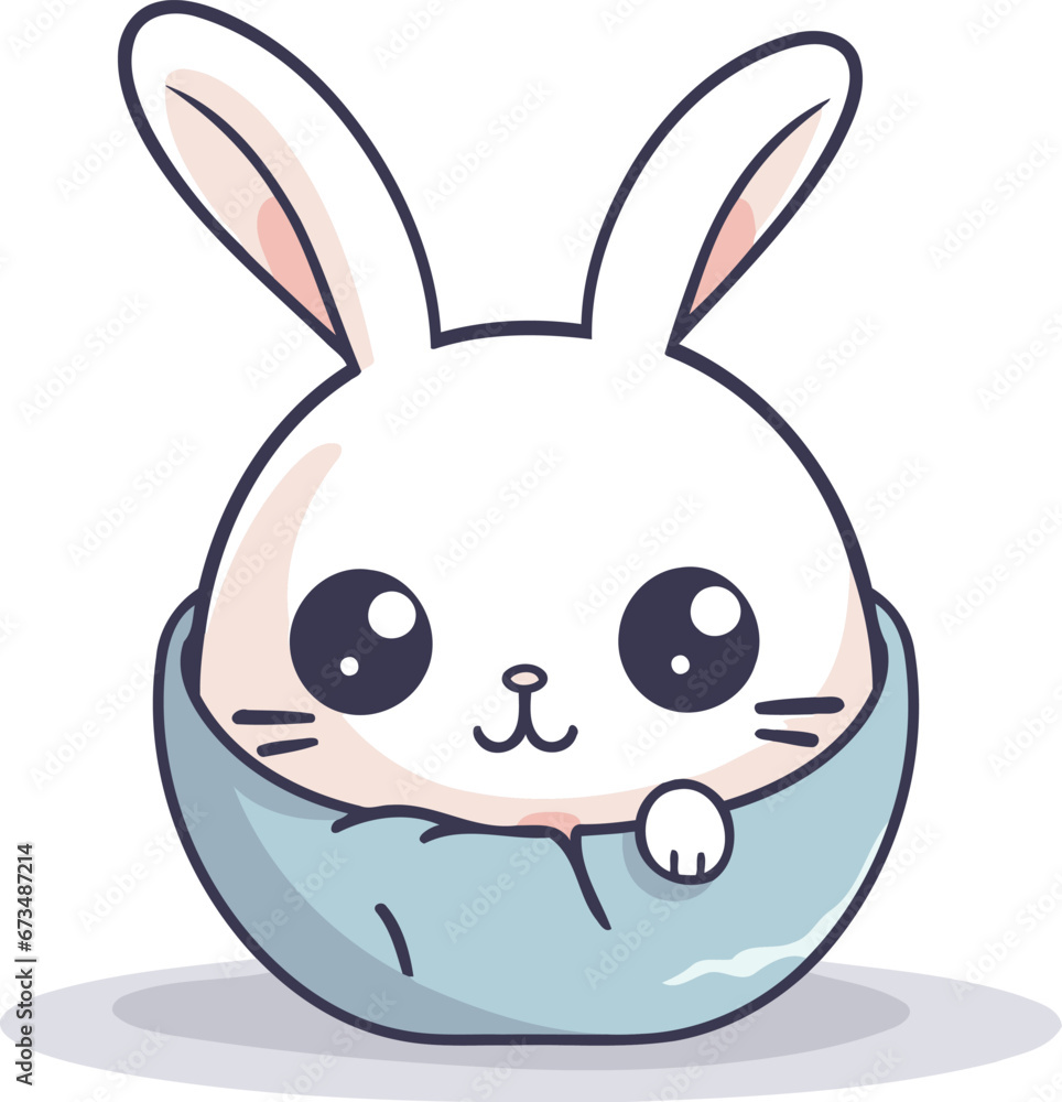 cute rabbit in egg kawaii character icon vector illustration design