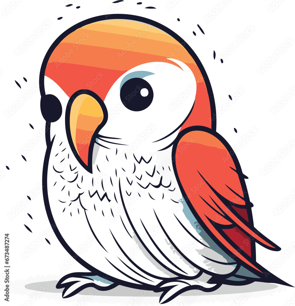 Vector illustration of a cute parrot. Isolated on white background. Vector illustration of a cute parrot. Isolated on white background.
