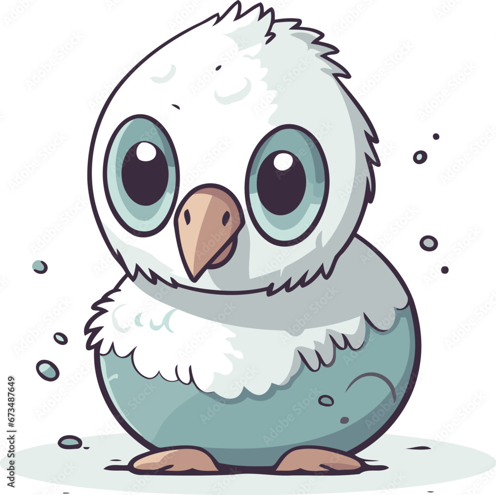 Cute cartoon owl. Vector illustration on white background. Isolated.