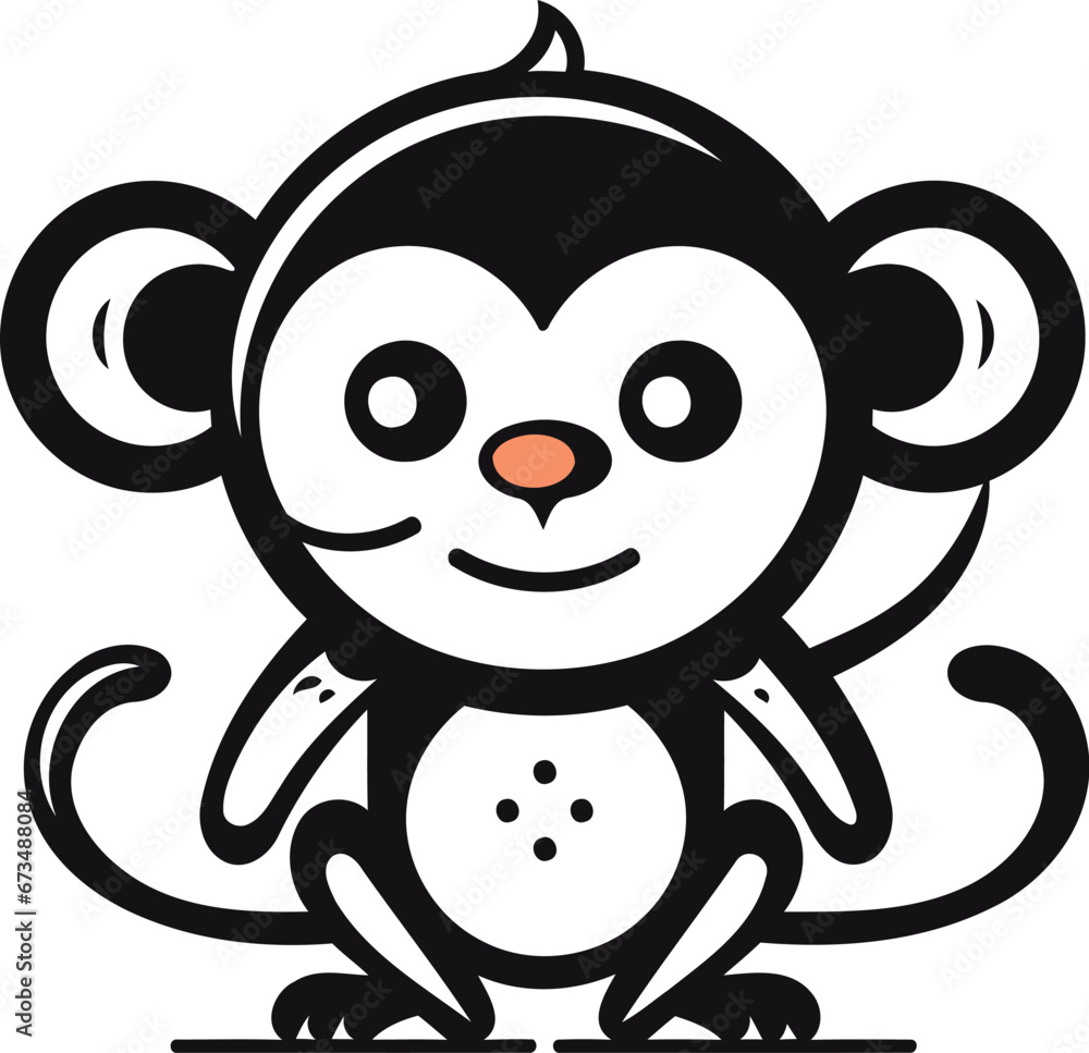 Cute monkey isolated on white background. Vector illustration for your design Cute monkey isolated on white background. Vector illustration for your design