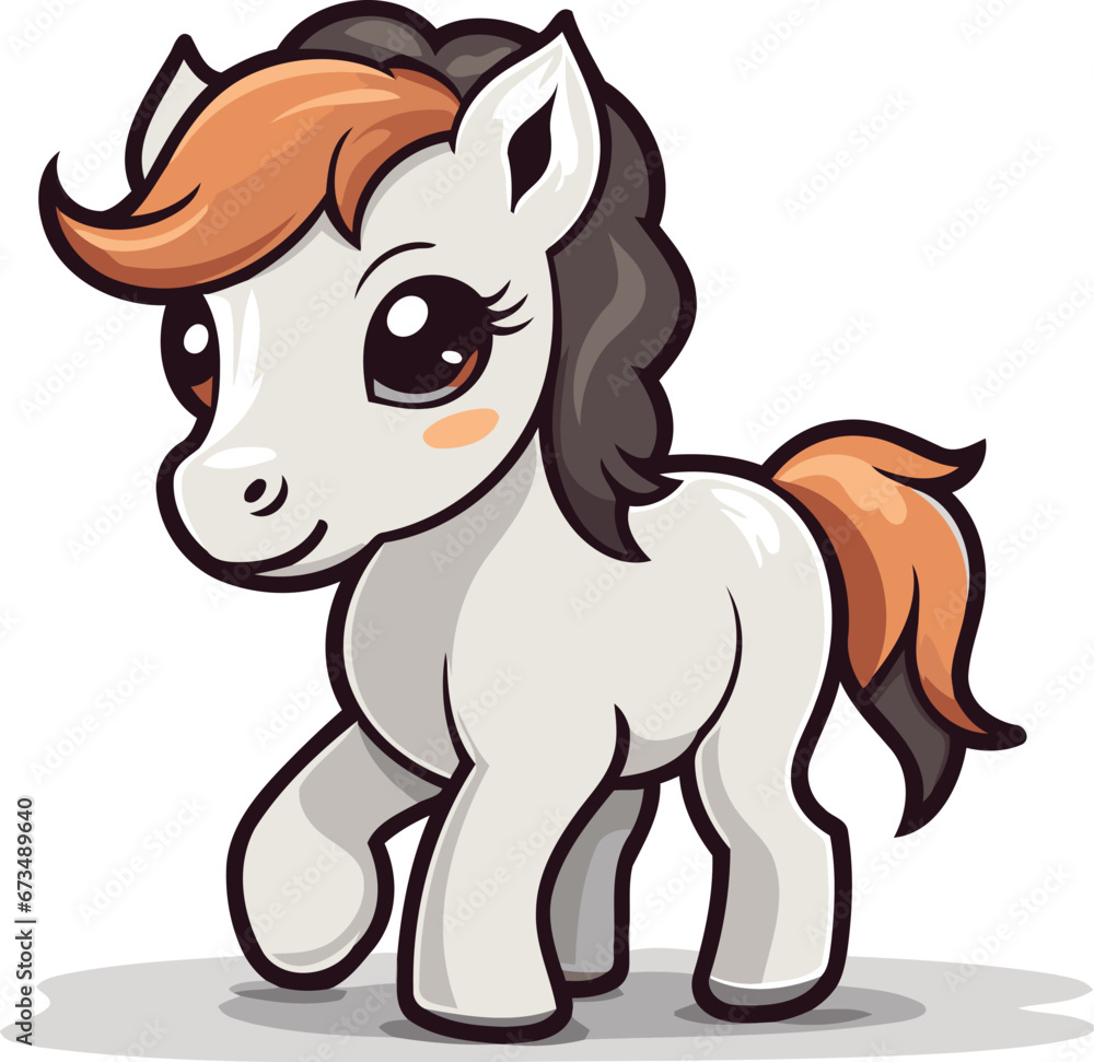 Cute cartoon pony. Vector illustration isolated on a white background. Cute cartoon pony. Vector illustration isolated on a white background.