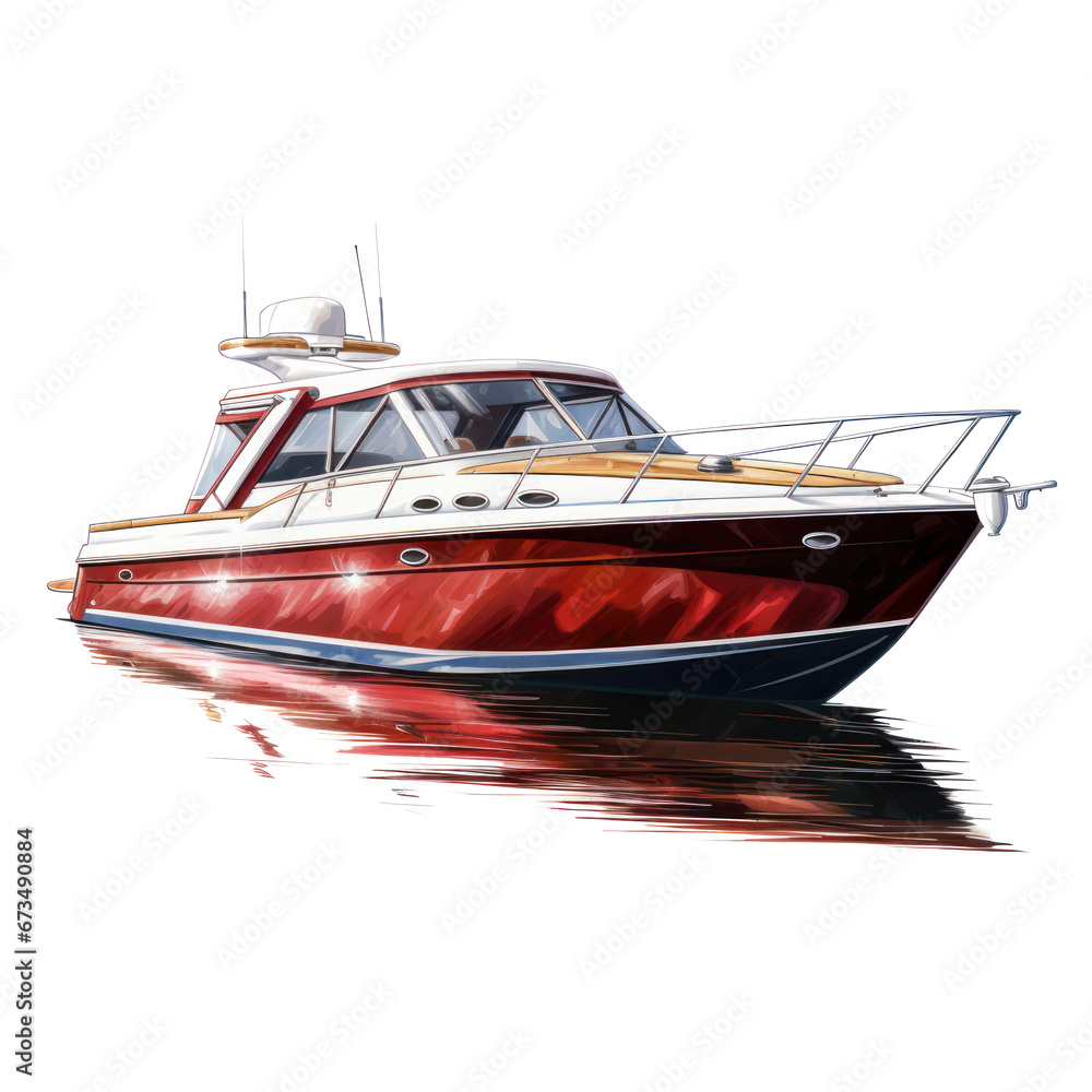 boat expensive fast in illustration style isolated on white background boat expensive fast in illustration style isolated on white background