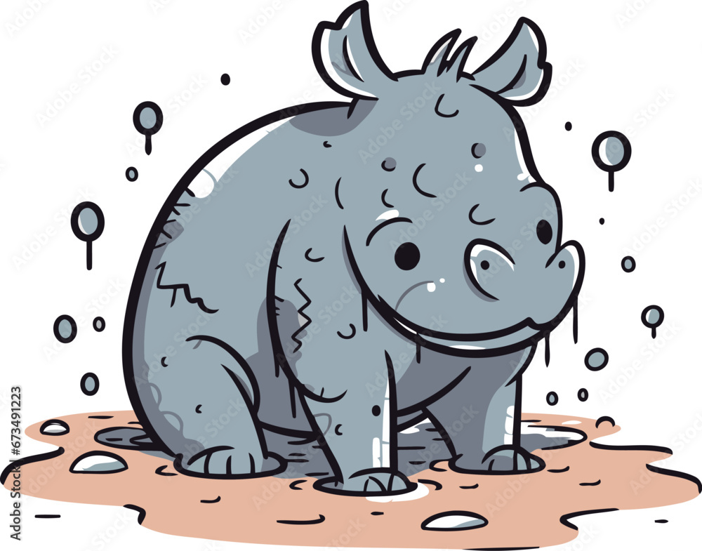 Cute rhinoceros. Vector illustration on a white background. Cute rhinoceros. Vector illustration on a white background.