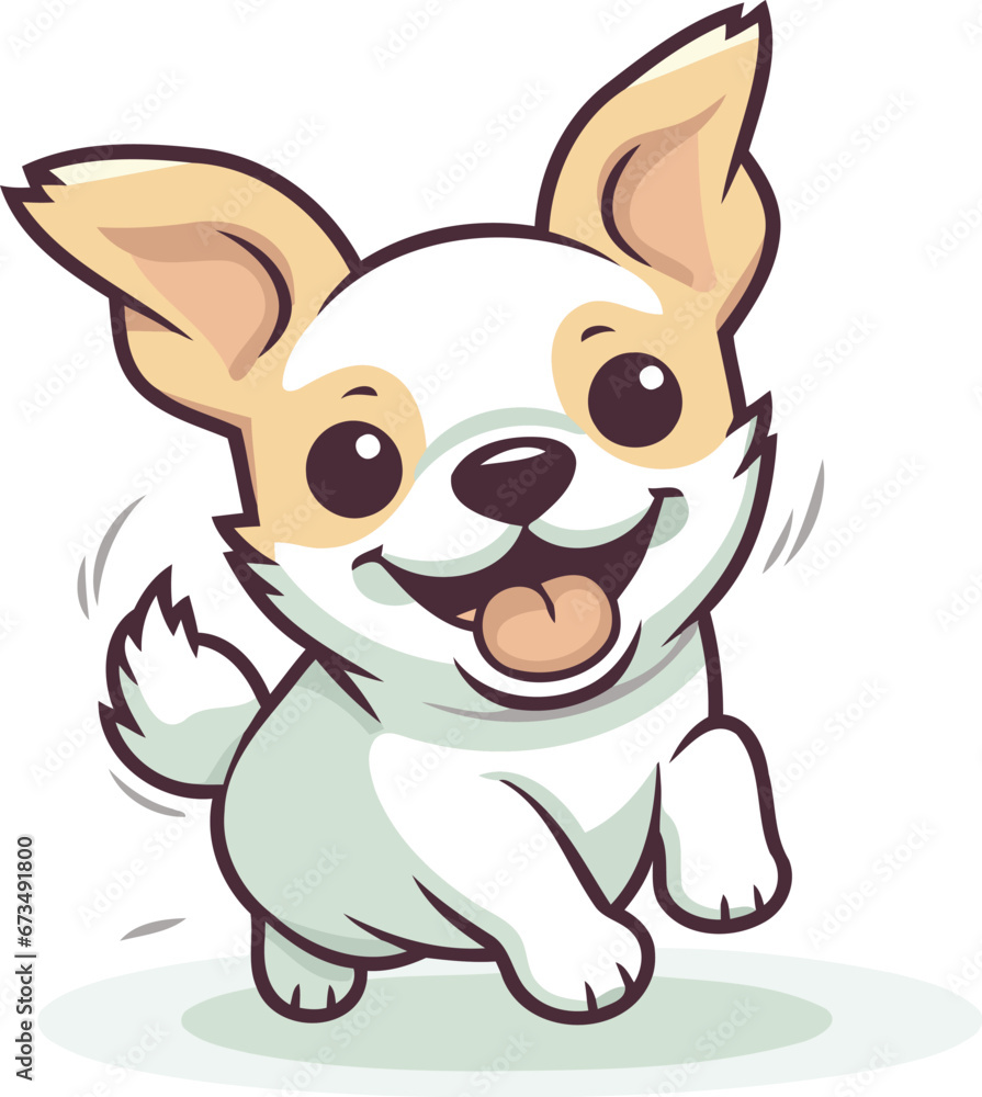 Cute cartoon chihuahua dog running. Vector illustration.