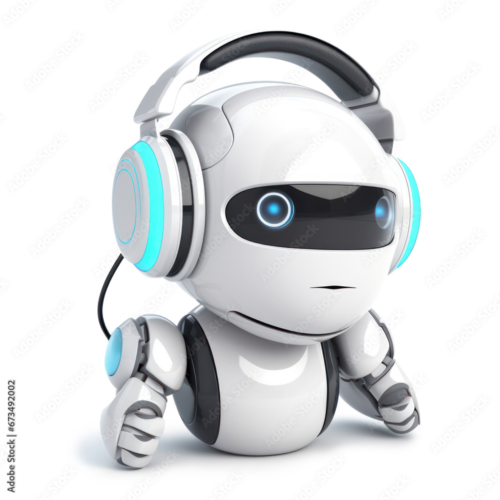 Robot assistant chatbot assistant voice assistant concept technology isolated on white background Robot assistant chatbot assistant voice assistant concept technology isolated on white background