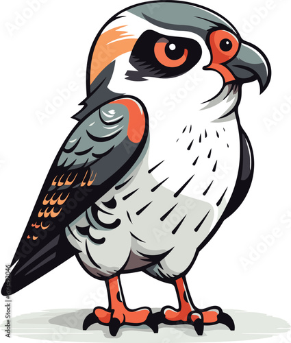 Red legged falcon on a white background. Vector illustration.