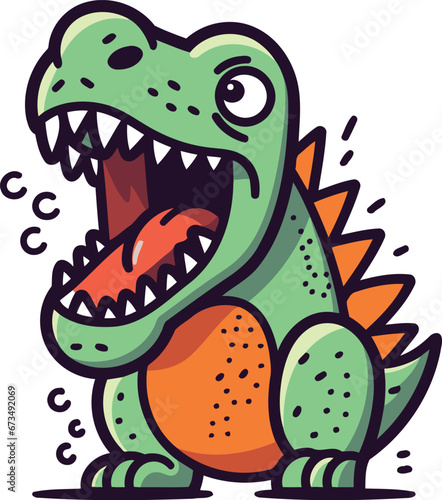 Funny cartoon dinosaur. Vector illustration isolated on a white background.