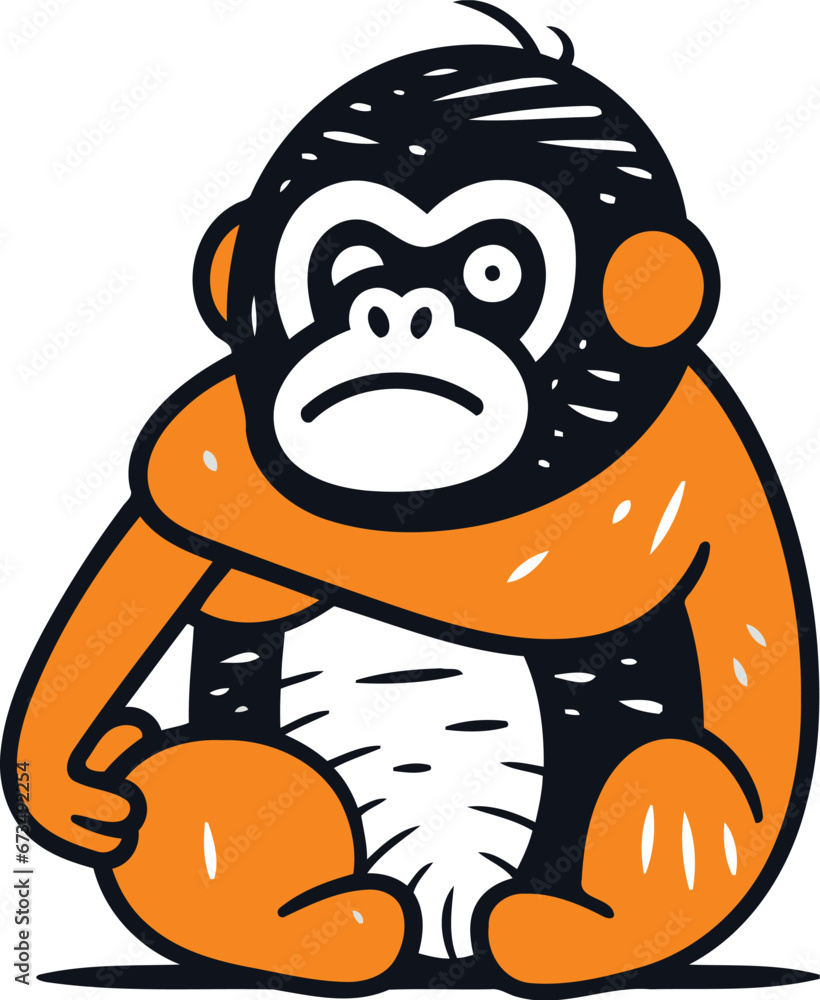 Naklejka premium Gorilla monkey. Vector illustration in doodle style.