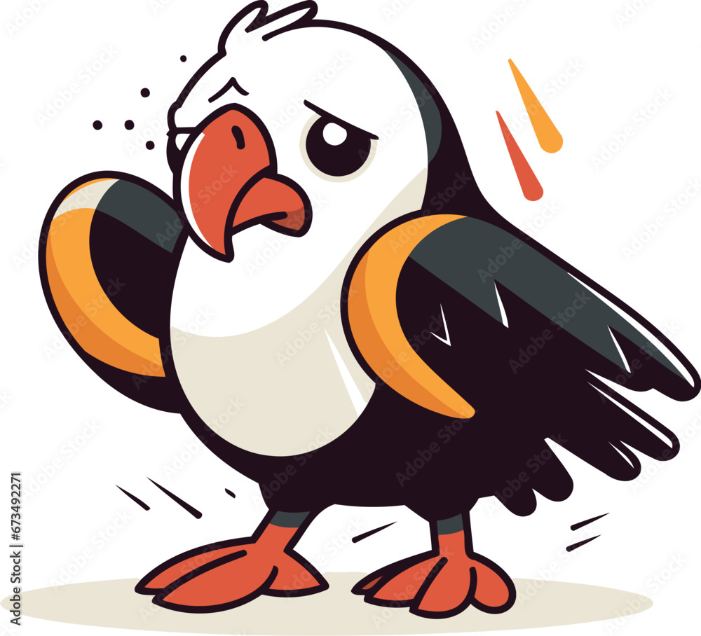 Cartoon vector illustration of a cute cartoon black and white parrot Cartoon vector illustration of a cute cartoon black and white parrot