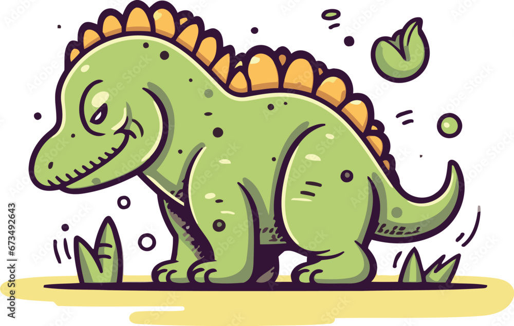 Naklejka premium Cute cartoon dinosaur. Vector illustration isolated on a white background.