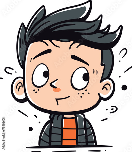 Vector illustration of a cute boy in casual clothes. Cartoon character.