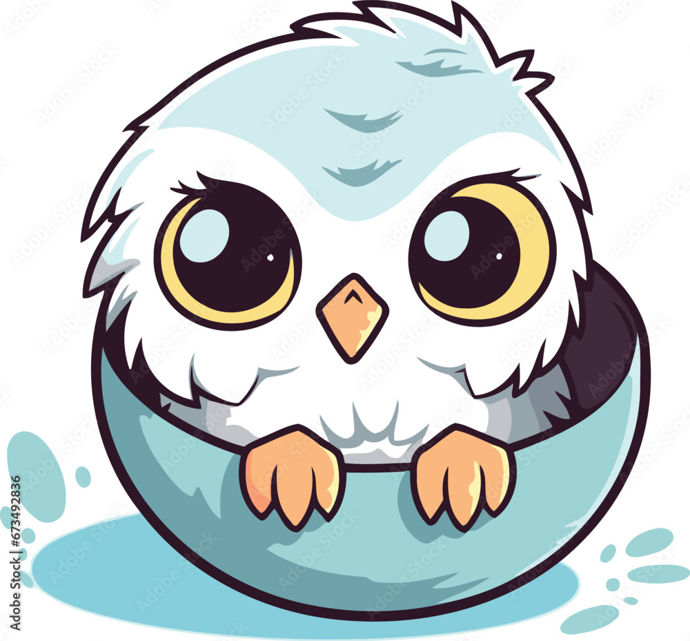 Illustration of a Cute Owl in a Egg. Vector illustration