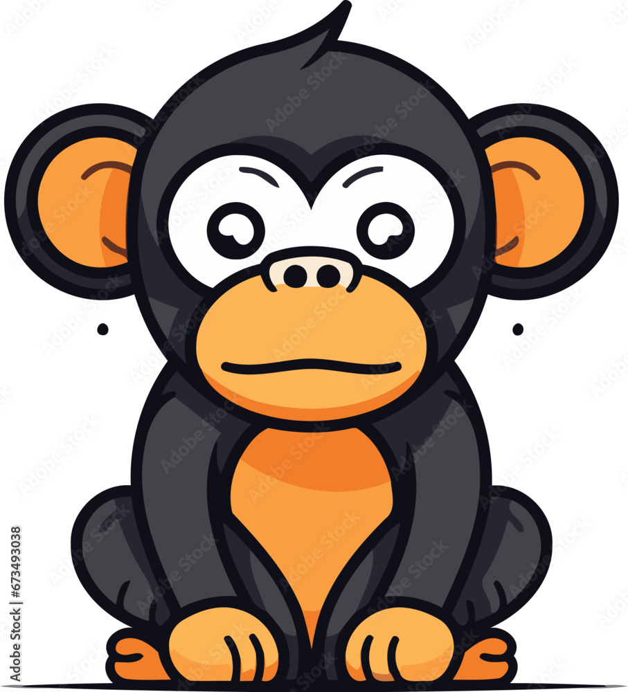 Fototapeta premium Monkey Cartoon Mascot Character Vector Illustration. Animal Character