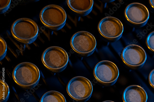 Vintage typewriter ultra close-up with empty keys