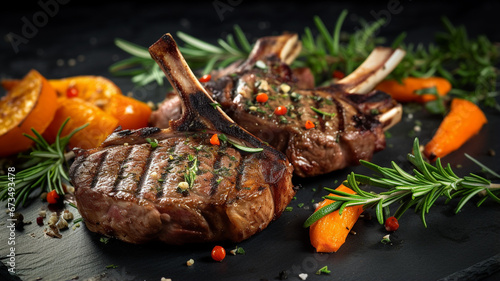 grilled lamb chops with rosemary and thyme.