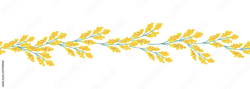 Mimosa yellow horizontal border seamless pattern