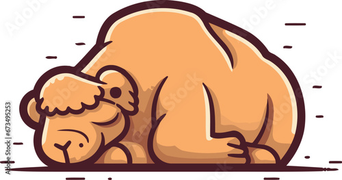Camel sleeping. Vector illustration in cartoon style isolated on white background.