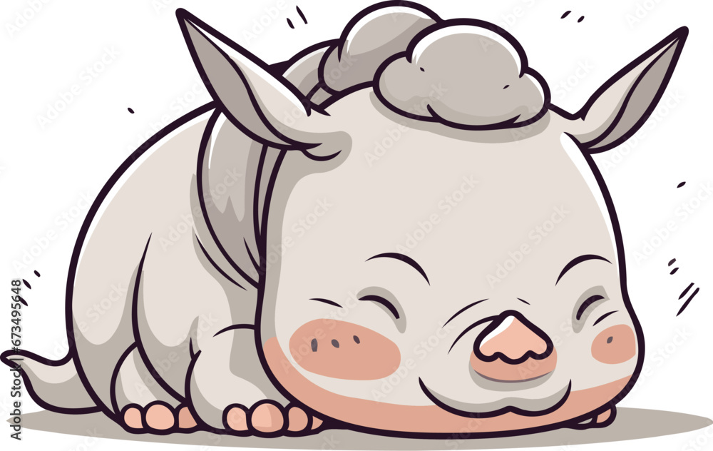 Cute little rhinoceros cartoon character. Vector illustration. Cute little rhinoceros cartoon character. Vector illustration.