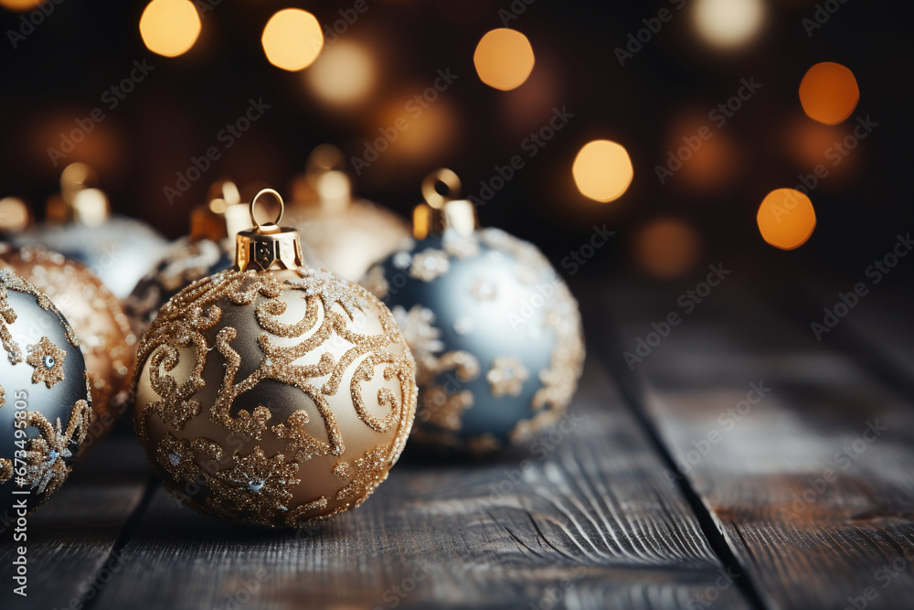 close up view christmas decorations with space for your text. AI generative close up view christmas decorations with space for your text. AI generative