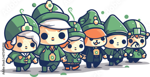 Cute army kids cartoon vector illustration. Cute army kids.