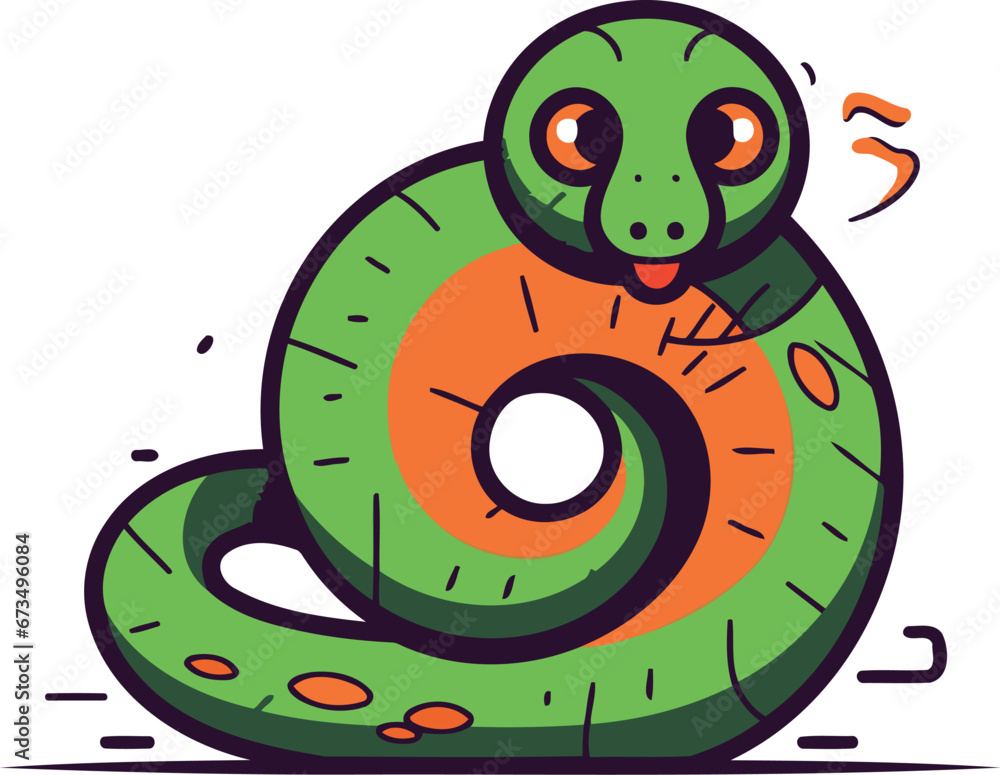 Naklejka premium Cute cartoon snake. Vector illustration. Isolated on white background.