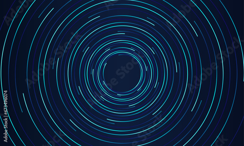 Abstract circle line pattern spin blue green light isolated on black background. Modern graphic design element lines style concept for concept of music, technology, digital