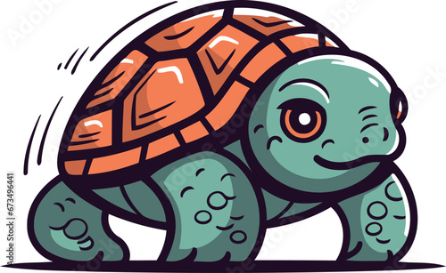 Cute cartoon turtle isolated on a white background. Vector illustration.