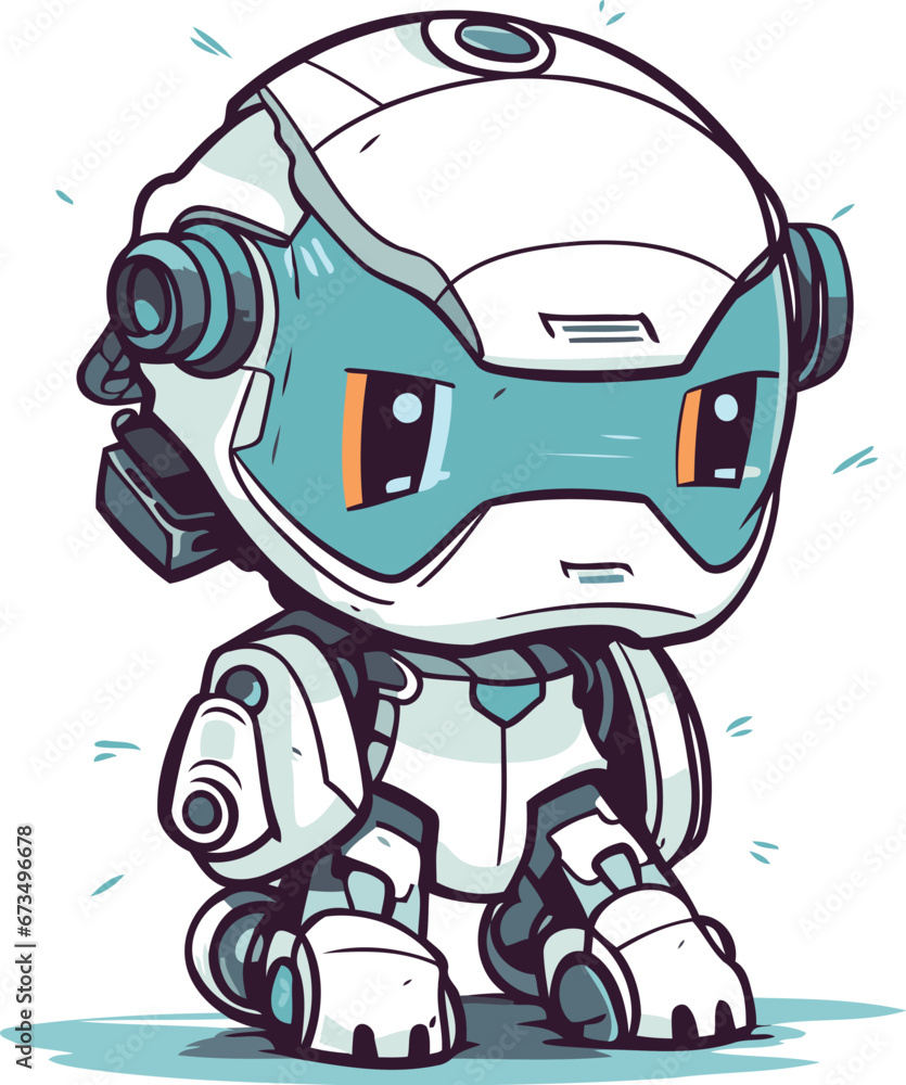 Vector illustration of a cute robot. Isolated on white background.