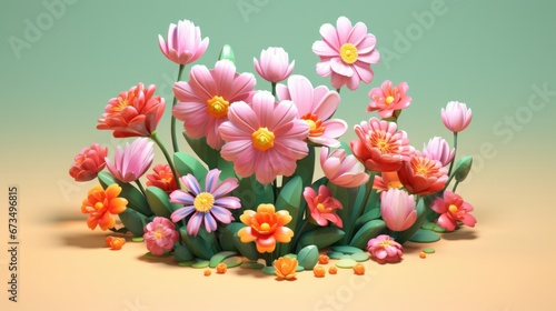 Cute isometric 3D image of 3D flowers © Orxan