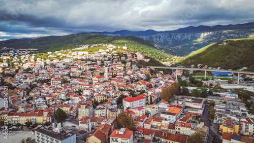 Crikvenica, small coastal town, drone, Croatia