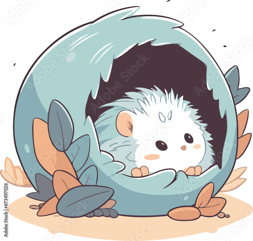 Cute hedgehog in a hole. Vector illustration of a hedgehog in a hole.