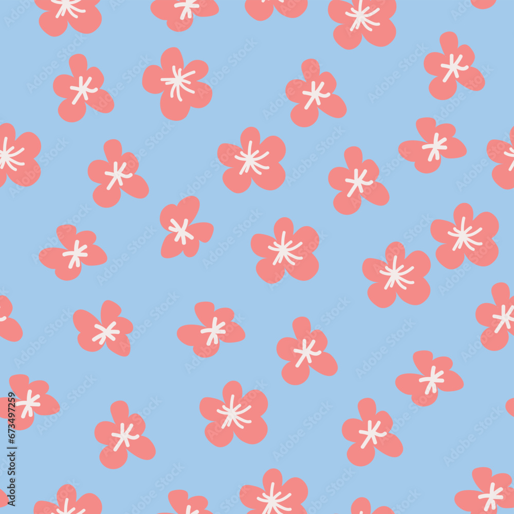 Obraz premium Floral vintage seamless pattern. Hippie flower power retro textile print. Groovy botanical wallpaper