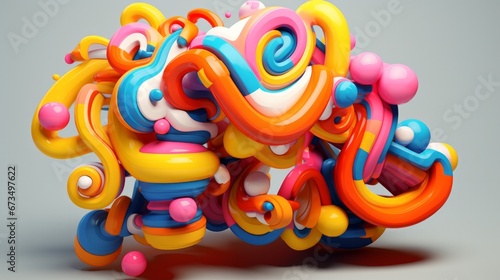 Abstract colorful 3d shape, cinema 4d, ambient occlusion, render, maya