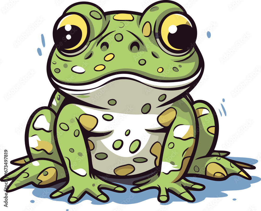 Fototapeta premium Cute cartoon frog isolated on a white background. Vector illustration.