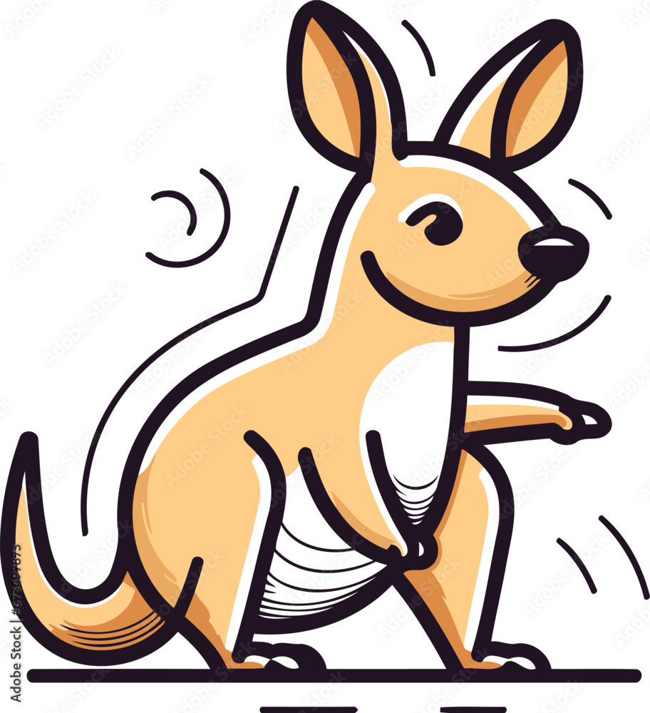 Kangaroo cartoon vector illustration. Isolated kangaroo on white background. Kangaroo cartoon vector illustration. Isolated kangaroo on white background.