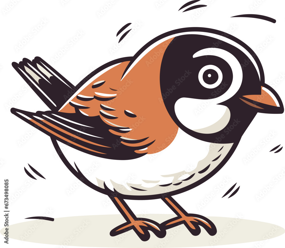 Cartoon sparrow. Vector illustration. Isolated on white background. Cartoon sparrow. Vector illustration. Isolated on white background.