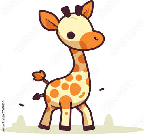 Cute cartoon giraffe. Vector illustration isolated on white background.