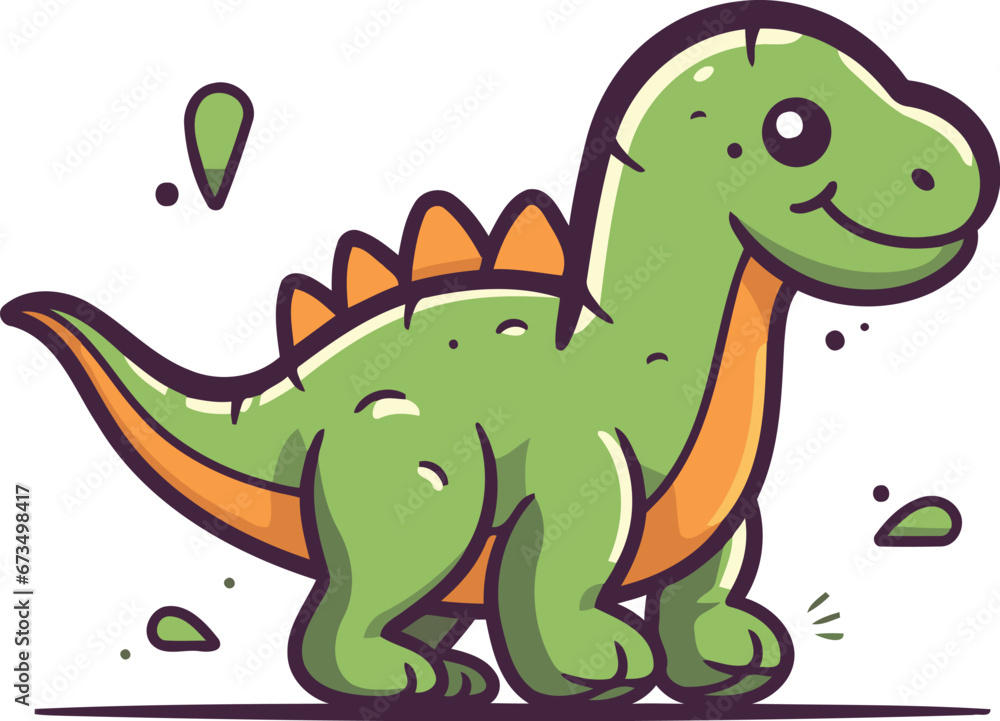 Fototapeta premium Cute dinosaur vector illustration. Isolated on white background. Vector illustration.