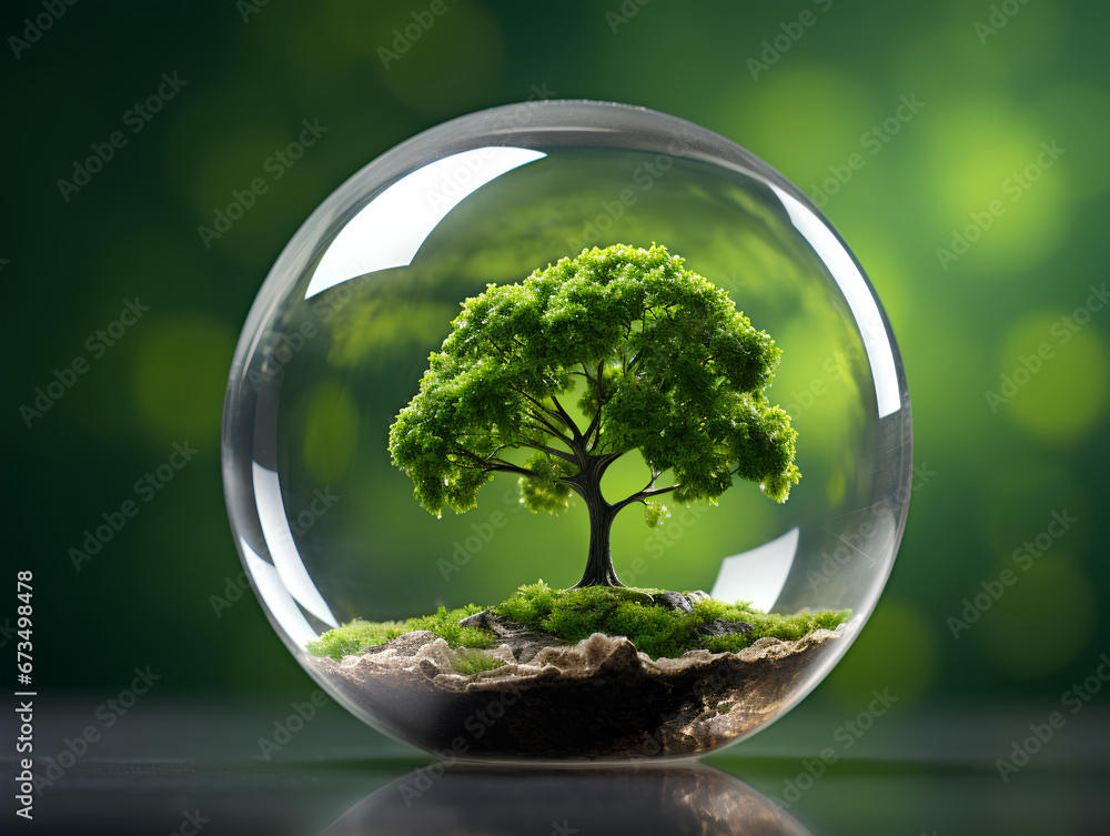 Glass ball with a tree inside of it Glass ball with a tree inside of it
