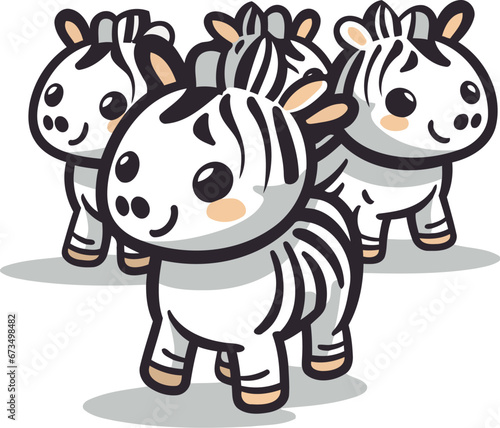 Zebra cartoon character vector illustration. Cute cartoon zebra.