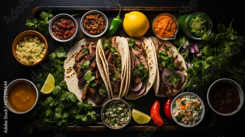 Wallpaper Mural Doner and shawarma product layout, pita stuffing, meat and vegetables, banner with space for text. Concept: Quick bite, fast food dish Torontodigital.ca