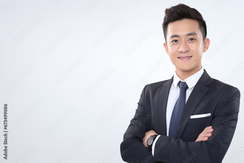 office professional suit, white background, half-length photo, confident smile, Chinese professional man, executive office professional suit, white background, half-length photo, confident smile, Chinese professional man, executive