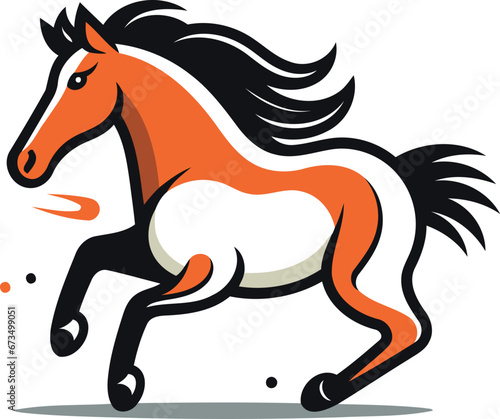 Horse running on a white background. Vector illustration for your design
