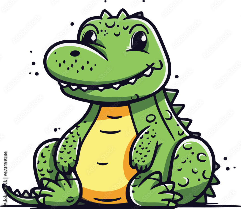 Fototapeta premium Cute cartoon crocodile. Vector illustration isolated on white background.