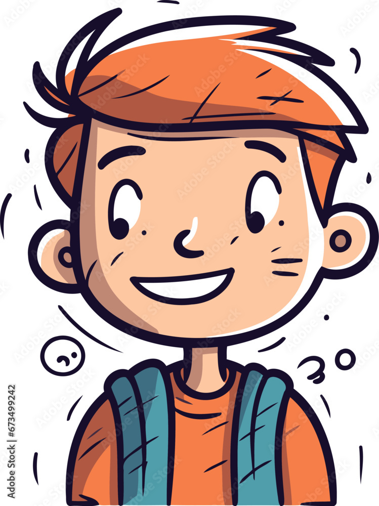 Smiling boy face cartoon vector illustration. Happy little boy character. Smiling boy face cartoon vector illustration. Happy little boy character.