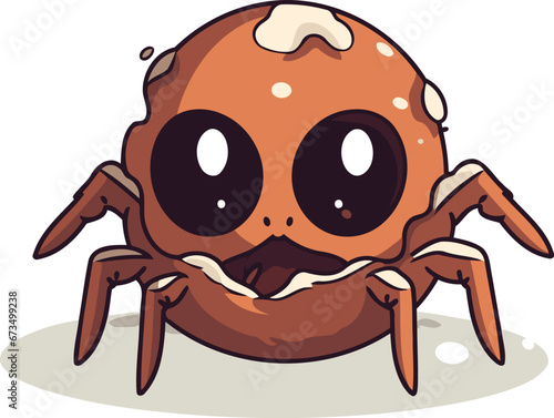 Cute cartoon spider isolated on white background. Vector illustration for your design