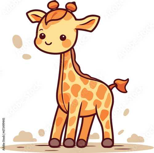 Cute giraffe. Vector illustration in cartoon style on white background.